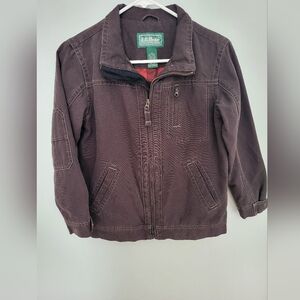 Boys‎ L.L. Bean Vintage Chore Jacket Brown Canvas Full Zip Pockets 10/12 Medium